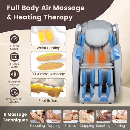 Comfort Full Body Massage Chair with Voice Control Heat Foot Roller