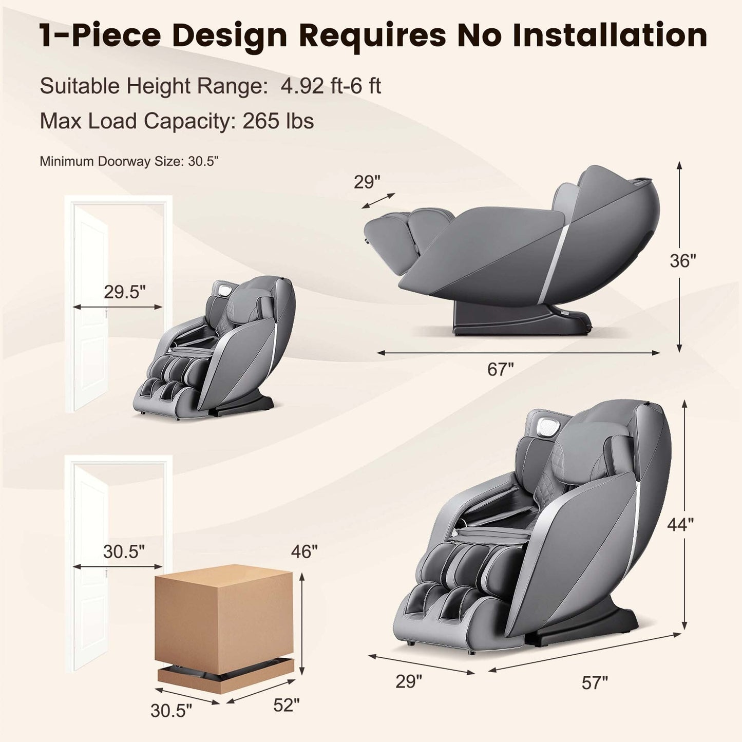 Comfort Full Body Massage Chair with Voice Control Heat Foot Roller