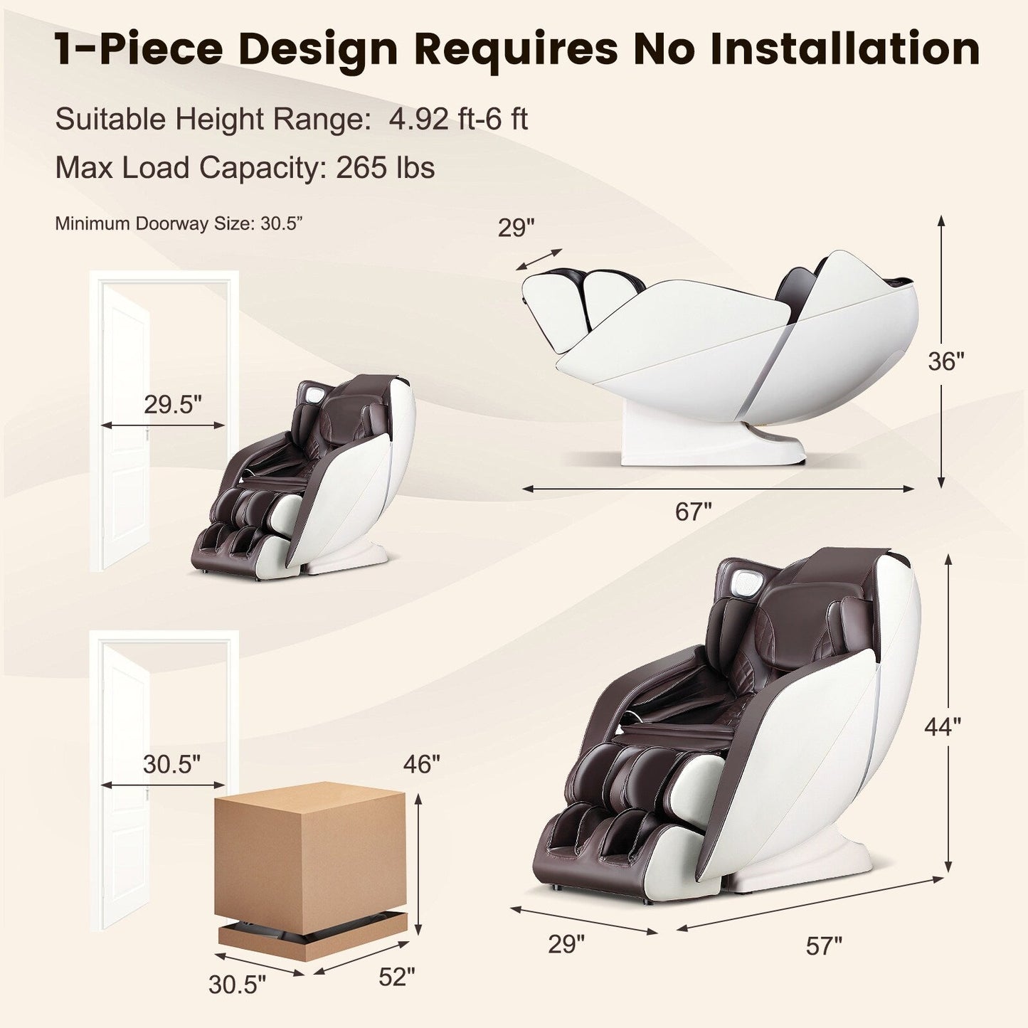 Comfort Full Body Massage Chair with Voice Control Heat Foot Roller