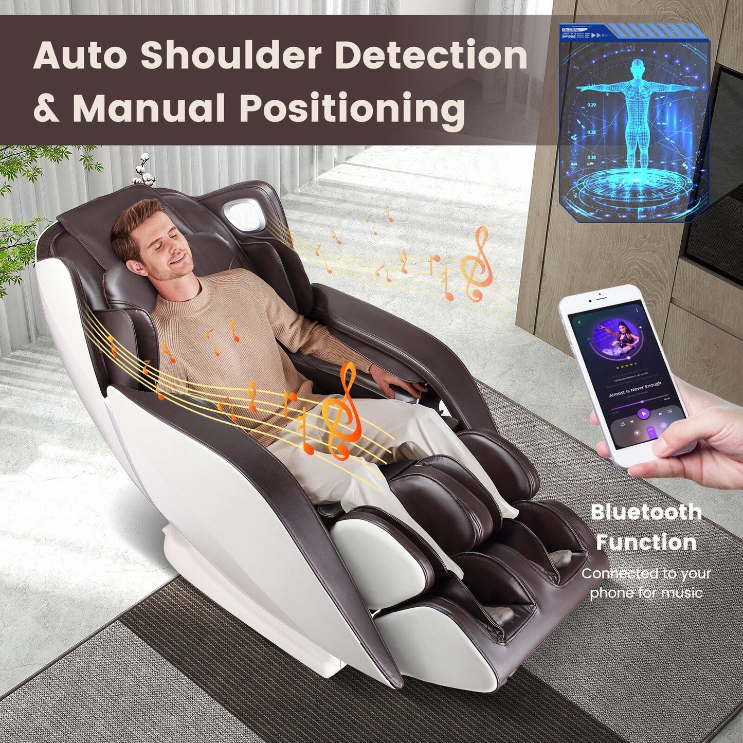 Comfort Full Body Massage Chair with Voice Control Heat Foot Roller