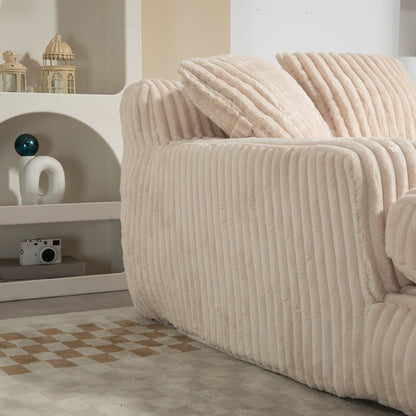 Corduroy Sleeper Sofa with High-Elastic Sponge Cushioning, No-Install Couch for Living Room