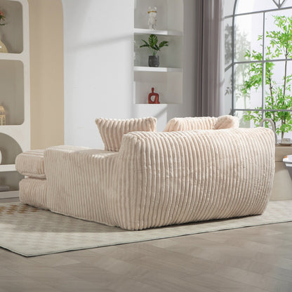 Corduroy Sleeper Sofa with High-Elastic Sponge Cushioning, No-Install Couch for Living Room