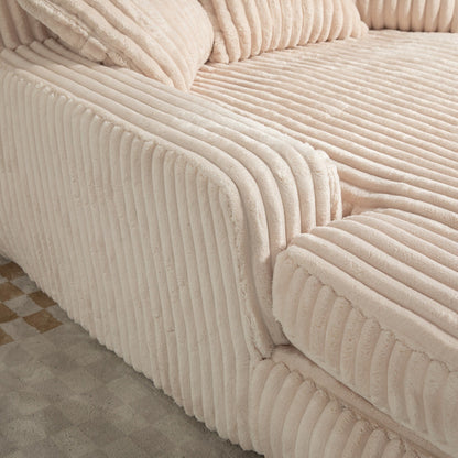Corduroy Sleeper Sofa with High-Elastic Sponge Cushioning, No-Install Couch for Living Room