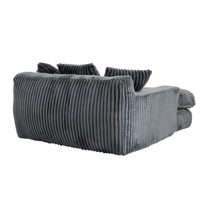 Corduroy Sleeper Sofa with High-Elastic Sponge Cushioning, No-Install Couch for Living Room