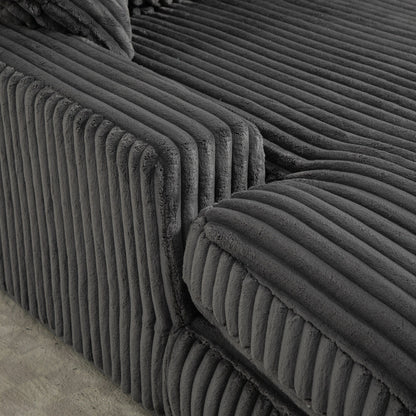 Corduroy Sleeper Sofa with High-Elastic Sponge Cushioning, No-Install Couch for Living Room