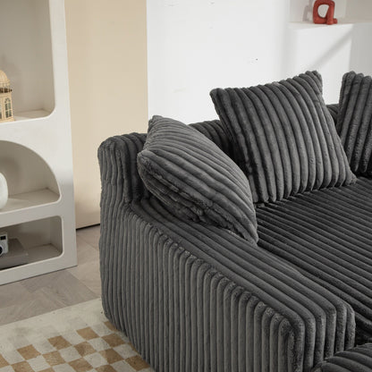 Corduroy Sleeper Sofa with High-Elastic Sponge Cushioning, No-Install Couch for Living Room