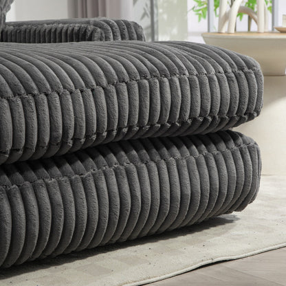 Corduroy Sleeper Sofa with High-Elastic Sponge Cushioning, No-Install Couch for Living Room