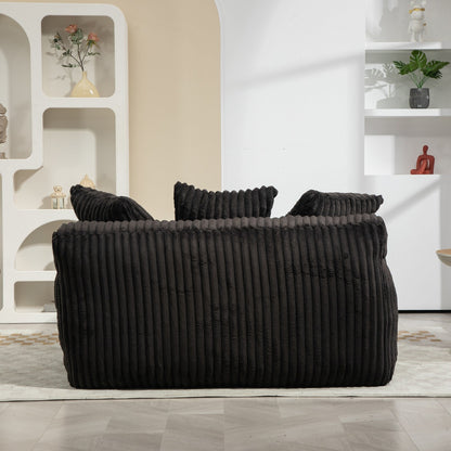 Corduroy Sleeper Sofa with High-Elastic Sponge Cushioning, No-Install Couch for Living Room