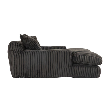 Corduroy Sleeper Sofa with High-Elastic Sponge Cushioning, No-Install Couch for Living Room