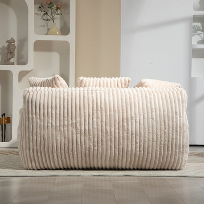 Corduroy Sleeper Sofa with High-Elastic Sponge Cushioning, No-Install Couch for Living Room
