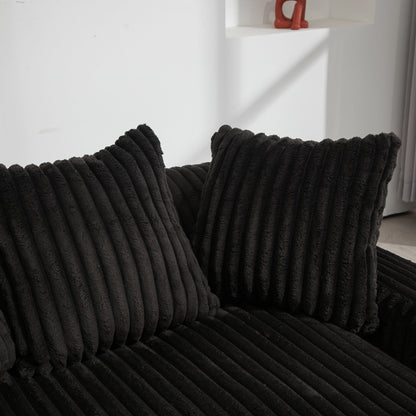 Corduroy Sleeper Sofa with High-Elastic Sponge Cushioning, No-Install Couch for Living Room