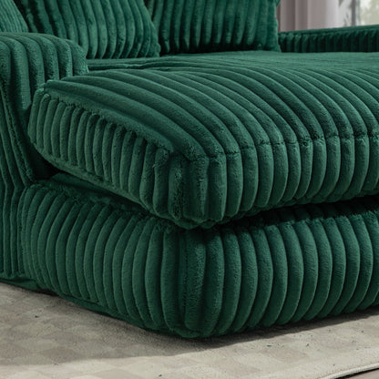 Corduroy Sleeper Sofa with High-Elastic Sponge Cushioning, No-Install Couch for Living Room
