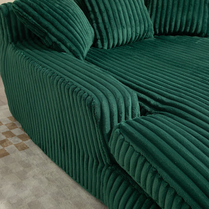 Corduroy Sleeper Sofa with High-Elastic Sponge Cushioning, No-Install Couch for Living Room