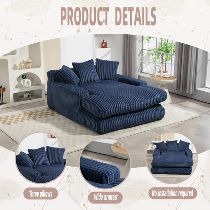 Corduroy Sleeper Sofa with High-Elastic Sponge Cushioning, No-Install Couch for Living Room