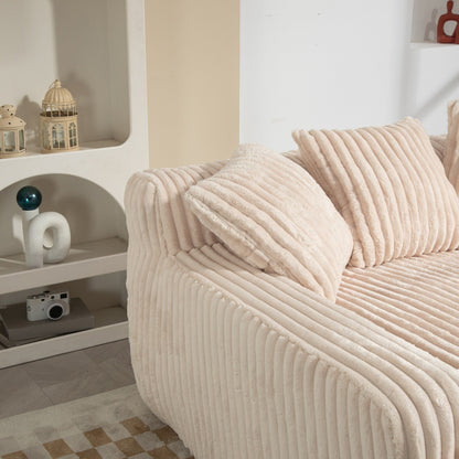 Corduroy Sleeper Sofa with High-Elastic Sponge Cushioning, No-Install Couch for Living Room