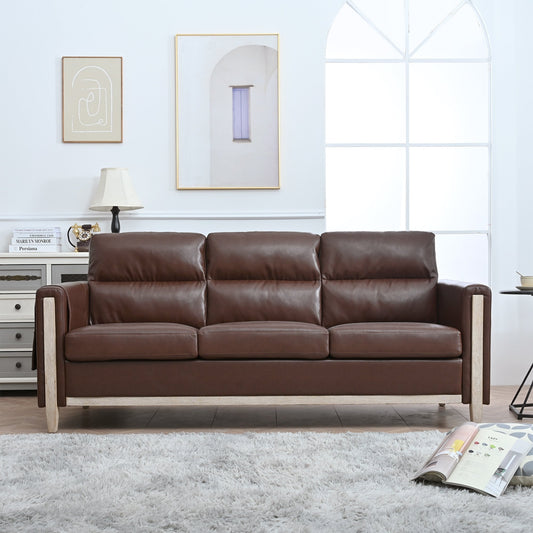 Comfortable Solid Wood Upholstered Three-Seater Sofa - 31.30 x 79.53 x 35.43