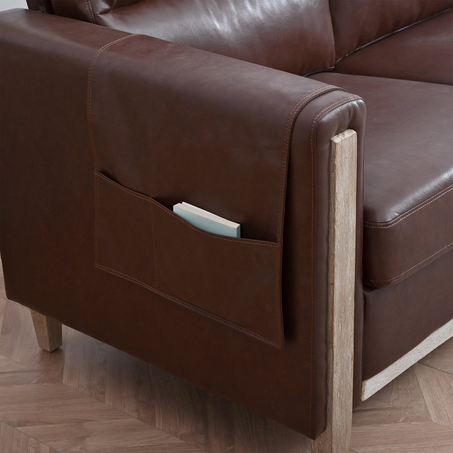Comfortable Solid Wood Upholstered Three-Seater Sofa - 31.30 x 79.53 x 35.43
