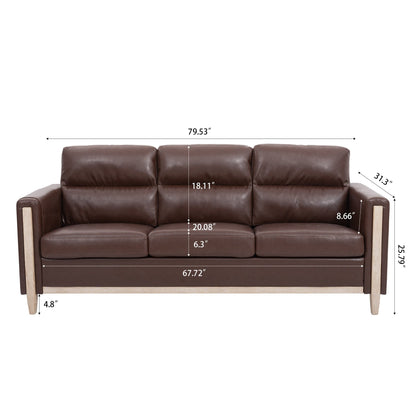 Comfortable Solid Wood Upholstered Three-Seater Sofa - 31.30 x 79.53 x 35.43