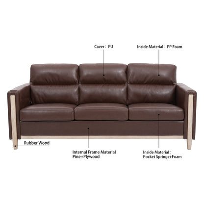Comfortable Solid Wood Upholstered Three-Seater Sofa - 31.30 x 79.53 x 35.43