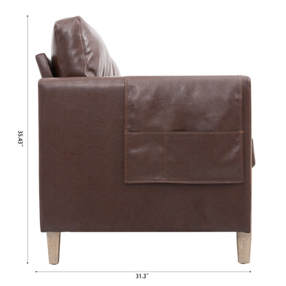 Comfortable Solid Wood Upholstered Three-Seater Sofa - 31.30 x 79.53 x 35.43