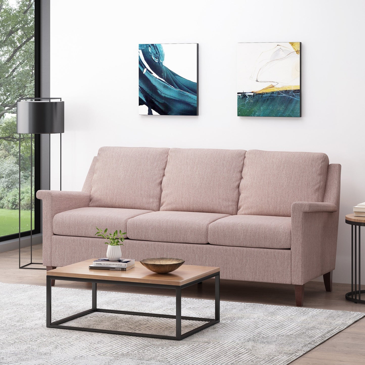 Comfy 3-seat Sofa with Wooden Legs