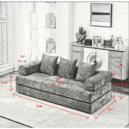 Comfy Convertible Folding Mattress Couch, Floor Sofa Bed, Chenille Floor Sofa with Armrest, Floor Sofa Lounge Couch