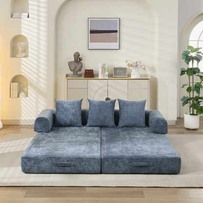 Comfy Convertible Folding Mattress Couch, Floor Sofa Bed, Chenille Floor Sofa with Armrest, Floor Sofa Lounge Couch