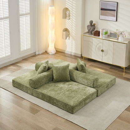 Comfy Convertible Folding Mattress Couch, Floor Sofa Bed, Chenille Floor Sofa with Armrest, Floor Sofa Lounge Couch