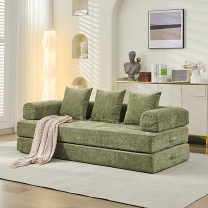 Comfy Convertible Folding Mattress Couch, Floor Sofa Bed, Chenille Floor Sofa with Armrest, Floor Sofa Lounge Couch