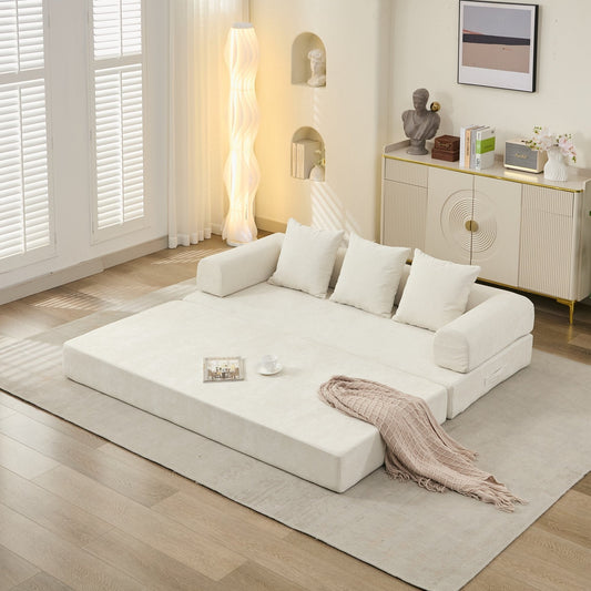 Comfy Convertible Folding Mattress Couch, Floor Sofa Bed, Chenille Floor Sofa with Armrest, Floor Sofa Lounge Couch