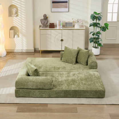 Comfy Convertible Folding Mattress Couch, Floor Sofa Bed, Chenille Floor Sofa with Armrest, Floor Sofa Lounge Couch