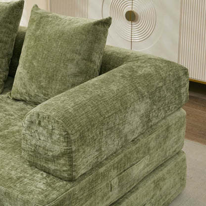 Comfy Convertible Folding Mattress Couch, Floor Sofa Bed, Chenille Floor Sofa with Armrest, Floor Sofa Lounge Couch