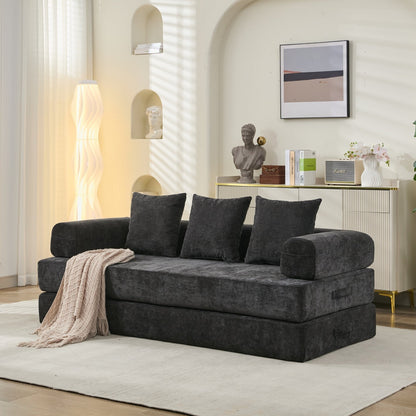 Comfy Convertible Folding Mattress Couch, Floor Sofa Bed, Chenille Floor Sofa with Armrest, Floor Sofa Lounge Couch