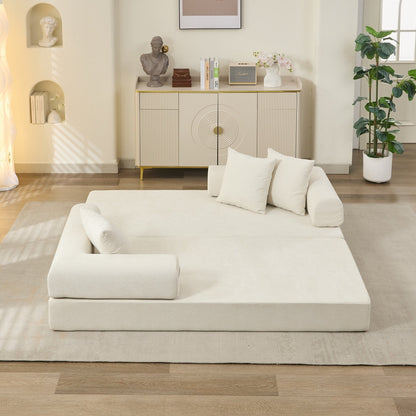 Comfy Convertible Folding Mattress Couch, Floor Sofa Bed, Chenille Floor Sofa with Armrest, Floor Sofa Lounge Couch