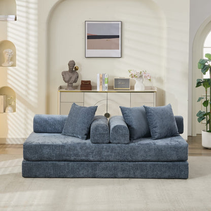 Comfy Convertible Folding Mattress Couch, Floor Sofa Bed, Chenille Floor Sofa with Armrest, Floor Sofa Lounge Couch