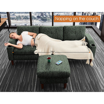 Convertible Combination Sofa Sofa L-Shaped Sofa with Footstools with Storage, 3-Seater Combination Sofa