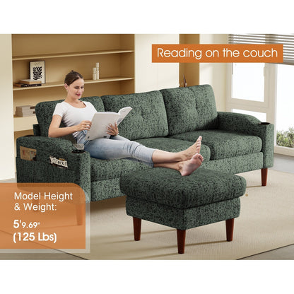 Convertible Combination Sofa Sofa L-Shaped Sofa with Footstools with Storage, 3-Seater Combination Sofa
