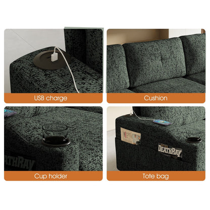 Convertible Combination Sofa Sofa L-Shaped Sofa with Footstools with Storage, 3-Seater Combination Sofa