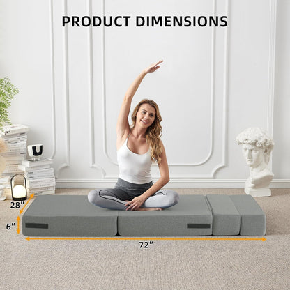 Convertible Folding Sofa Bed - Modern Linen Sleeper Chair with Pillow & Foldable Mattress for Living Room/Dorm/Guest