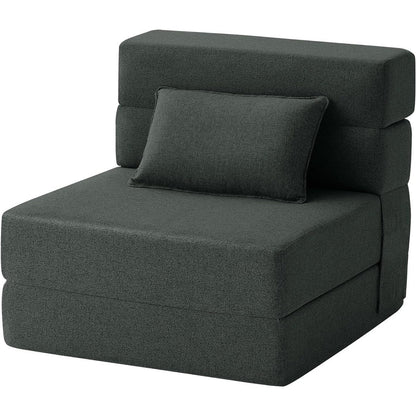 Convertible Folding Sofa Bed - Modern Linen Sleeper Chair with Pillow & Foldable Mattress for Living Room/Dorm/Guest