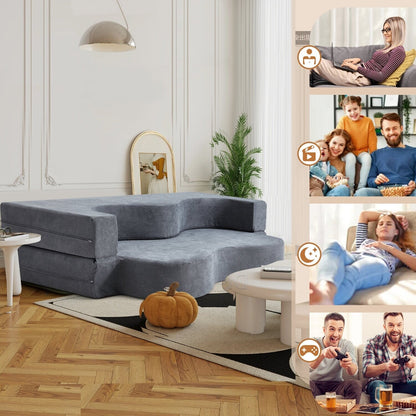 Convertible Folding Sofa Bed with High-Density Foam for Living Room, Guest Room, and Bedroom