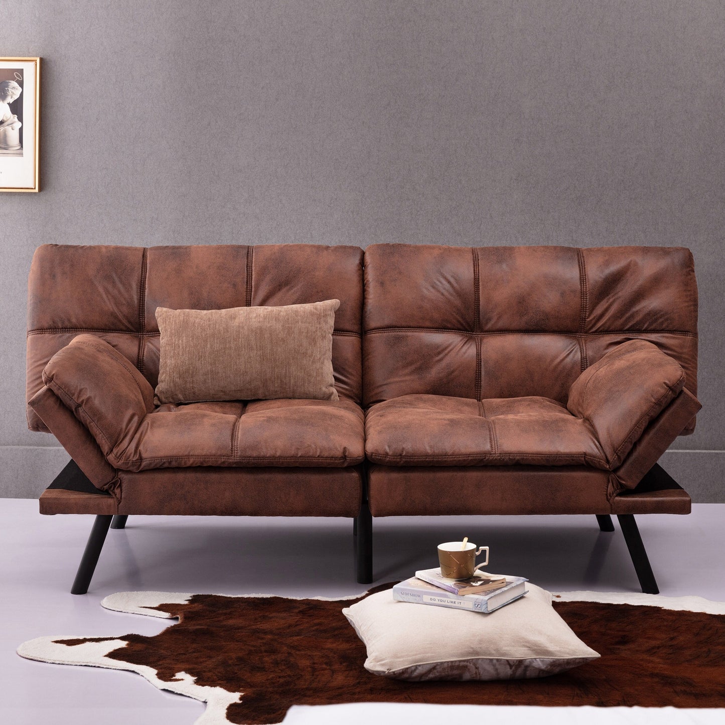 Convertible Futon Couch Bed, Modern Folding Sleeper Sofa