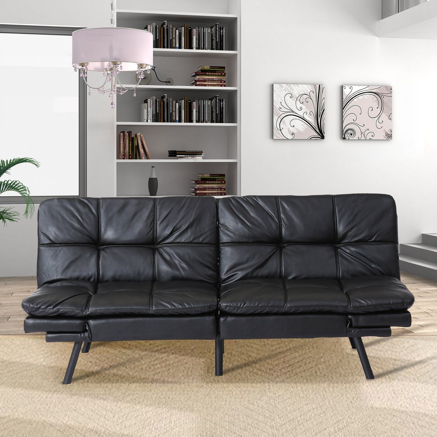 Convertible Loveseat Sofa Bed with Adjustable Armrests