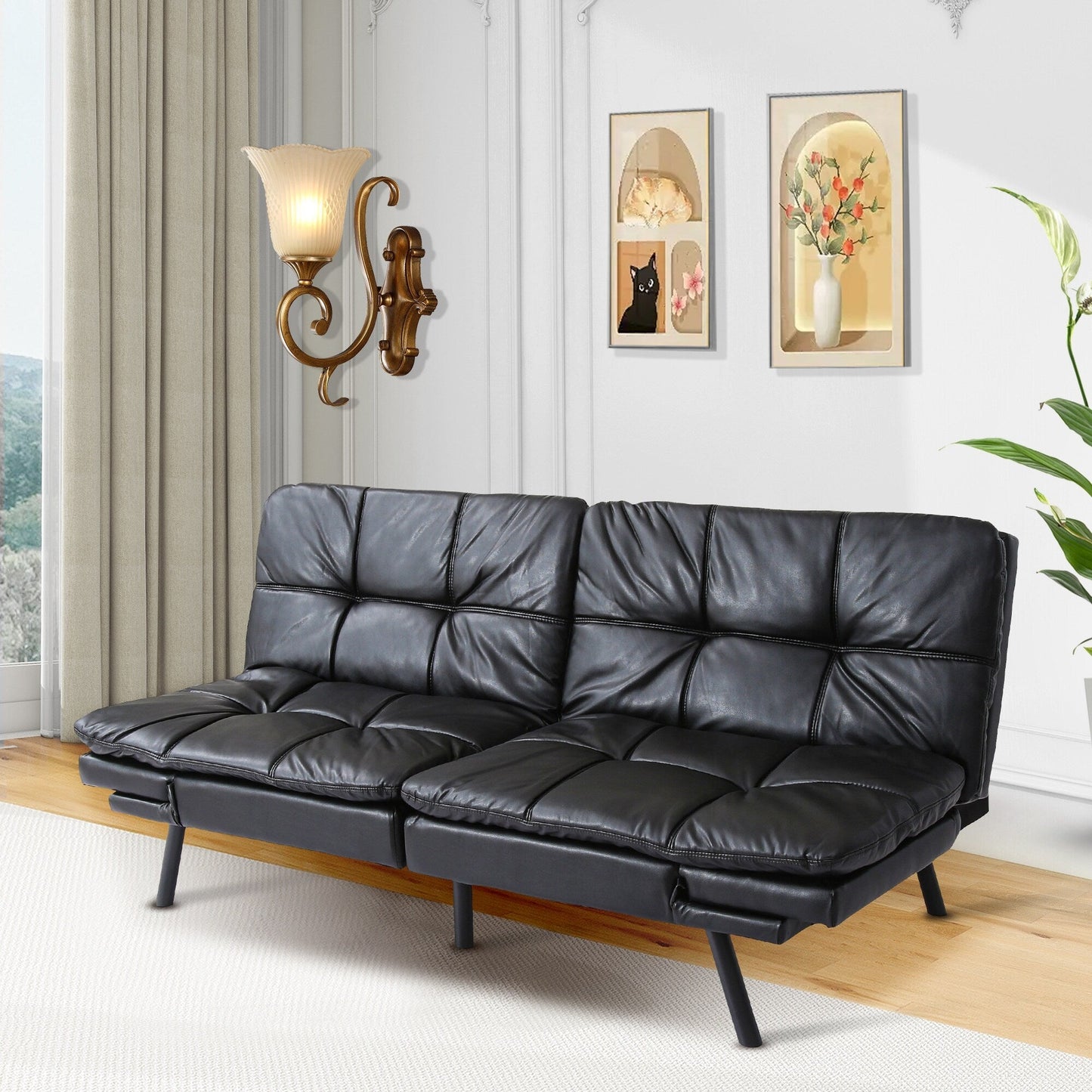 Convertible Loveseat Sofa Bed with Adjustable Armrests