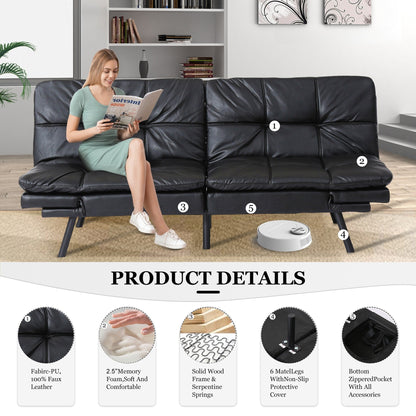 Convertible Loveseat Sofa Bed with Adjustable Armrests