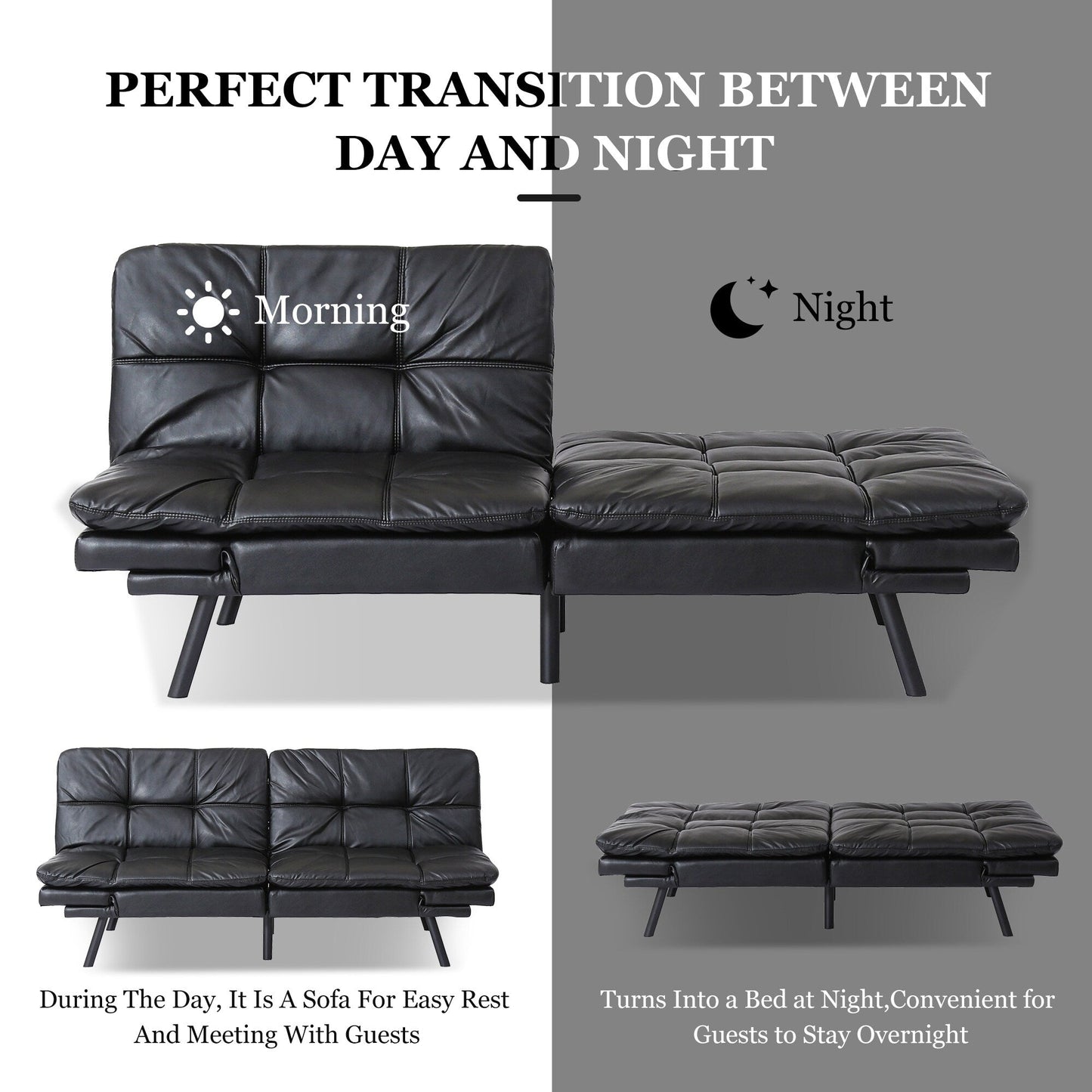 Convertible Loveseat Sofa Bed with Adjustable Armrests