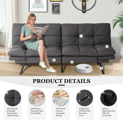 Convertible Loveseat Sofa Bed with Adjustable Armrests