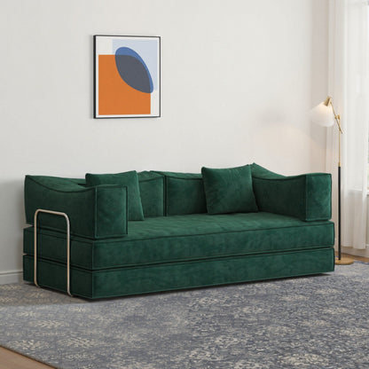 Convertible Pudding Block Sofa, Floor-Standing Sofa Bed with Armrests
