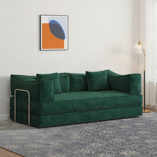 Convertible Pudding Block Sofa, Floor-Standing Sofa Bed with Armrests