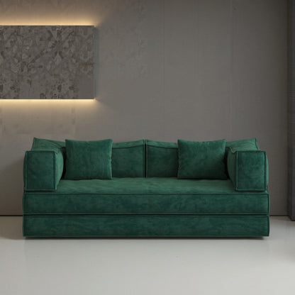 Convertible Pudding Block Sofa, Floor-Standing Sofa Bed with Armrests
